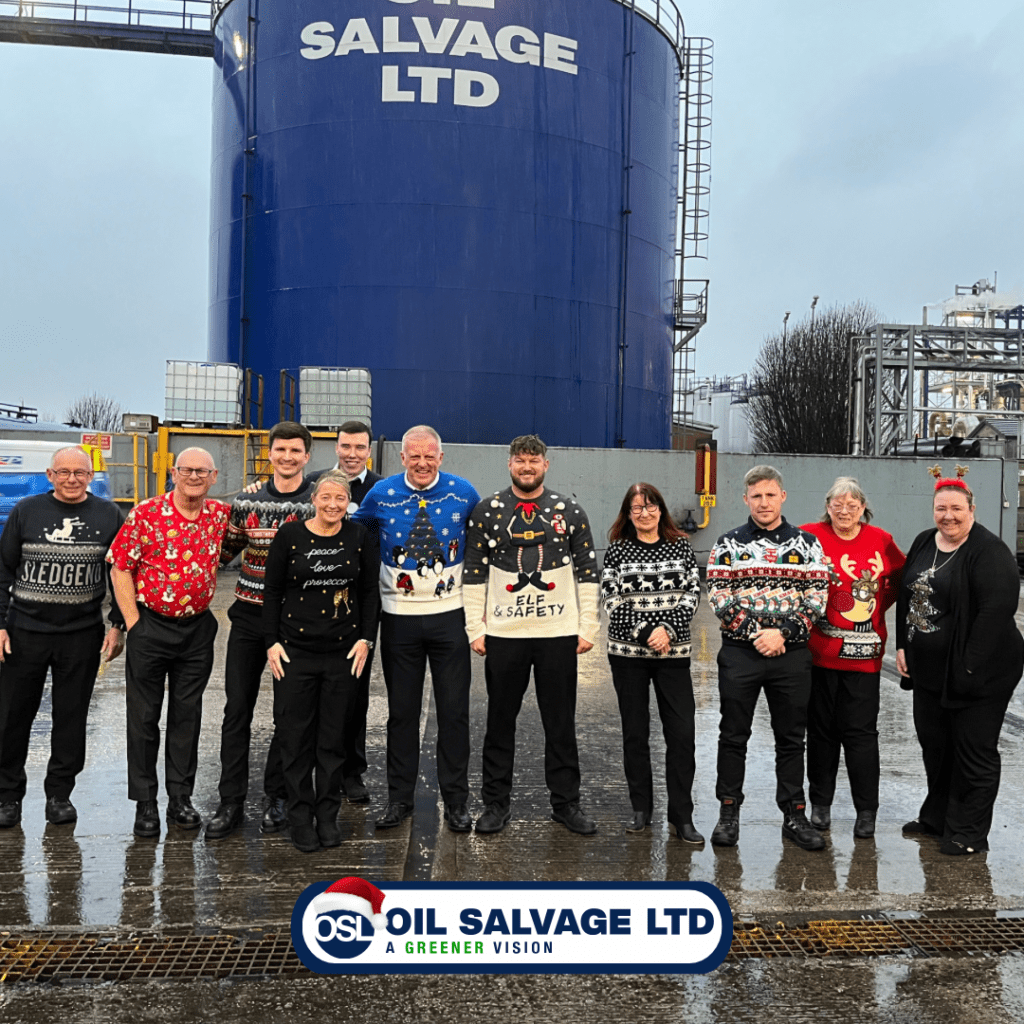 The Oil Salvage team with their Christmas Jumpers