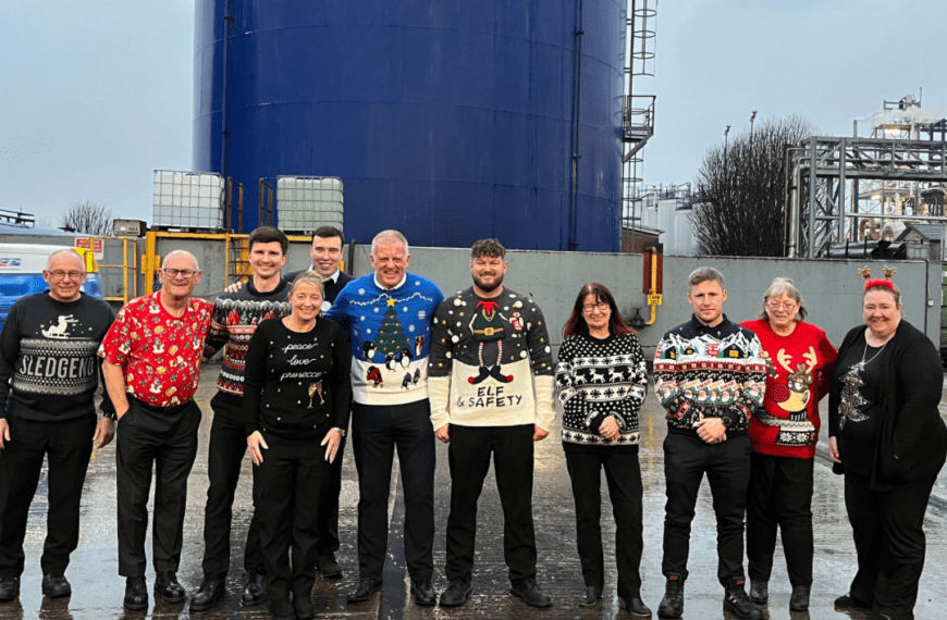 The Oil Salvage team with their Christmas Jumpers